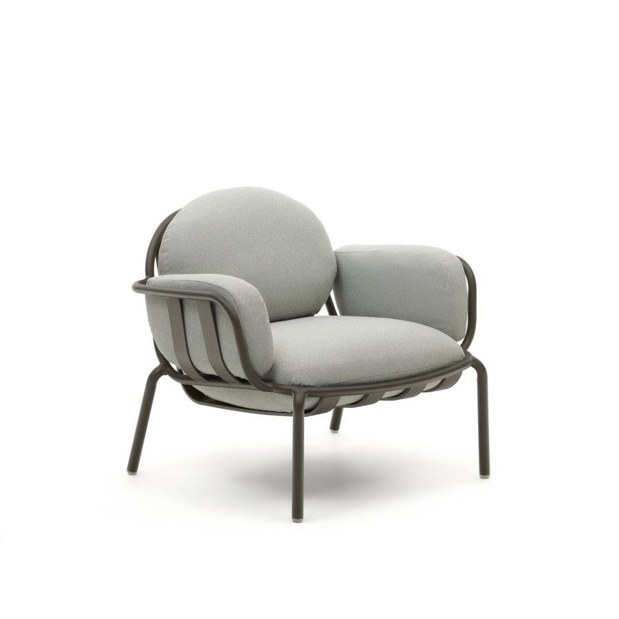 KAVE HOME Joncols udend�rs l�nestol, m. arml�n - gr� stof og gr�n aluminium