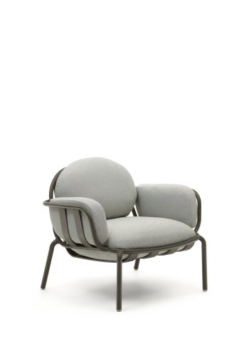 KAVE HOME Joncols udend�rs l�nestol, m. arml�n - gr� stof og gr�n aluminium