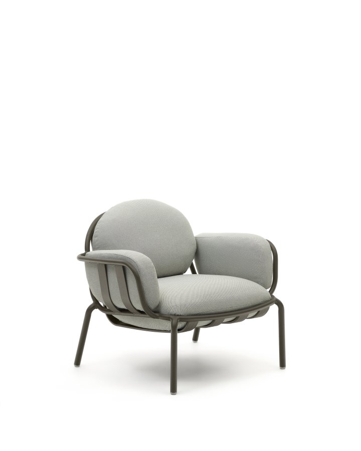 KAVE HOME Joncols udend�rs l�nestol, m. arml�n - gr� stof og gr�n aluminium