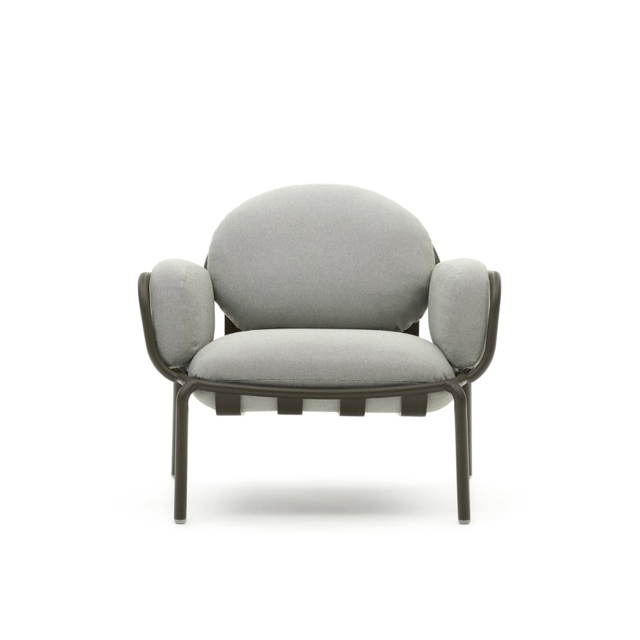 KAVE HOME Joncols udend�rs l�nestol, m. arml�n - gr� stof og gr�n aluminium