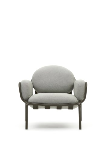 KAVE HOME Joncols udend�rs l�nestol, m. arml�n - gr� stof og gr�n aluminium