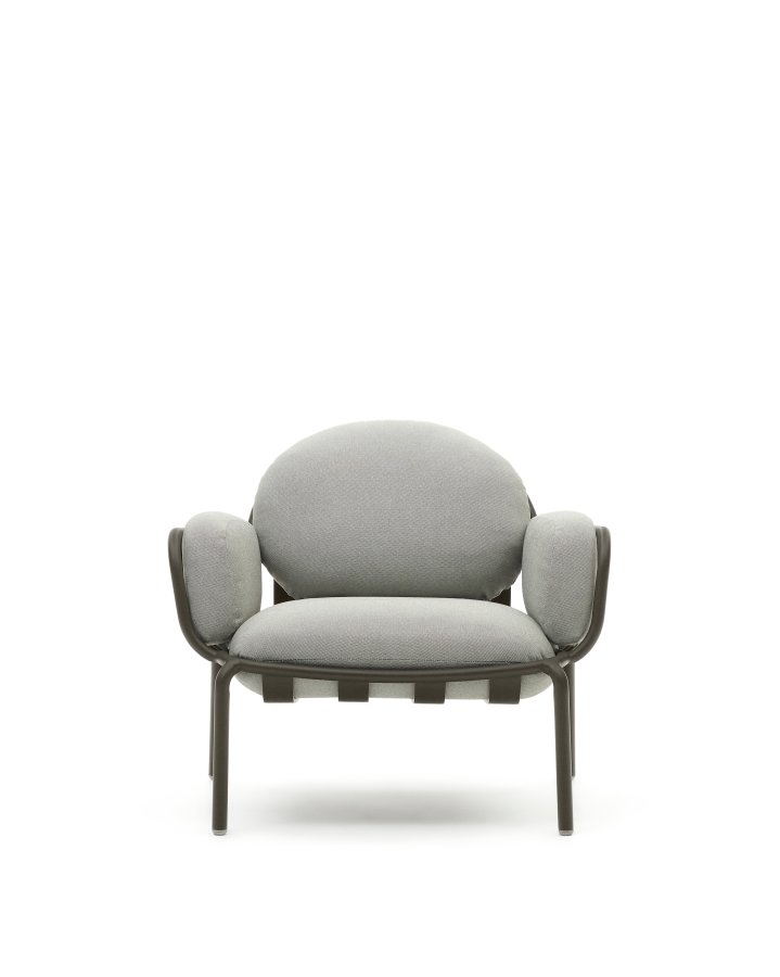 KAVE HOME Joncols udend�rs l�nestol, m. arml�n - gr� stof og gr�n aluminium