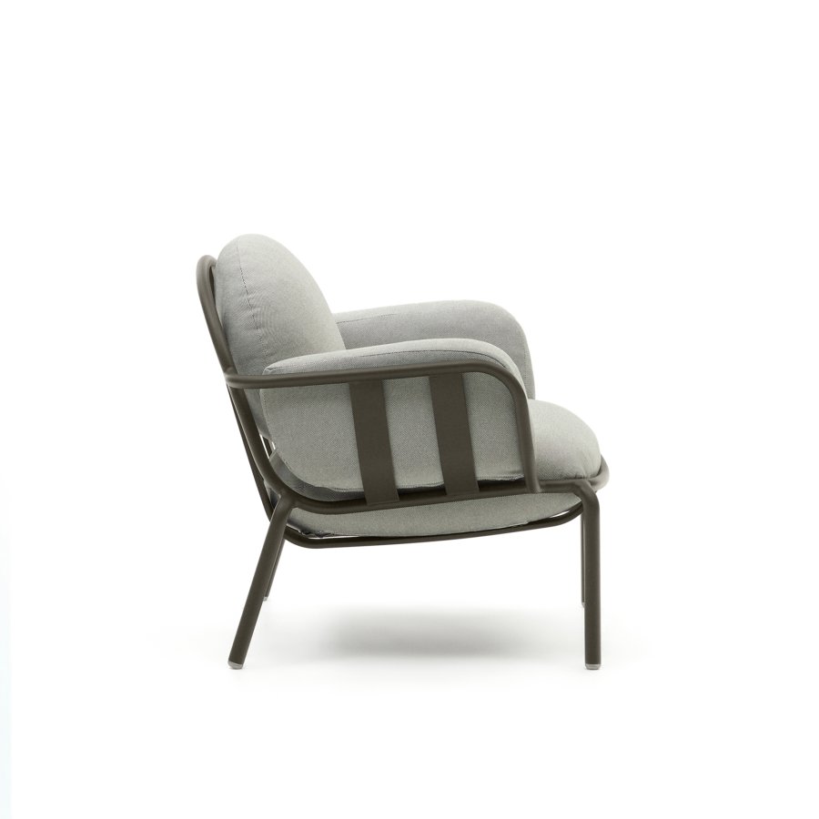 KAVE HOME Joncols udend�rs l�nestol, m. arml�n - gr� stof og gr�n aluminium