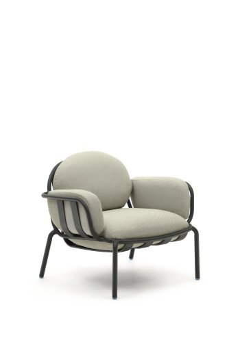 KAVE HOME Joncols udend�rs l�nestol, m. arml�n - beige stof og gr� aluminium