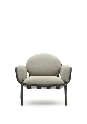 KAVE HOME Joncols udend�rs l�nestol, m. arml�n - beige stof og gr� aluminium