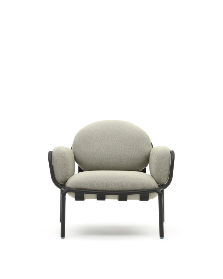 KAVE HOME Joncols udend�rs l�nestol, m. arml�n - beige stof og gr� aluminium