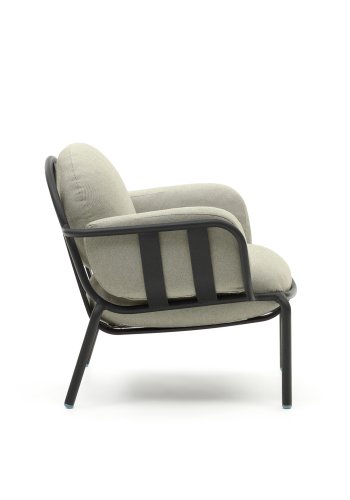 KAVE HOME Joncols udend�rs l�nestol, m. arml�n - beige stof og gr� aluminium