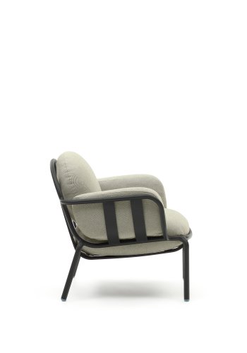 KAVE HOME Joncols udend�rs l�nestol, m. arml�n - beige stof og gr� aluminium