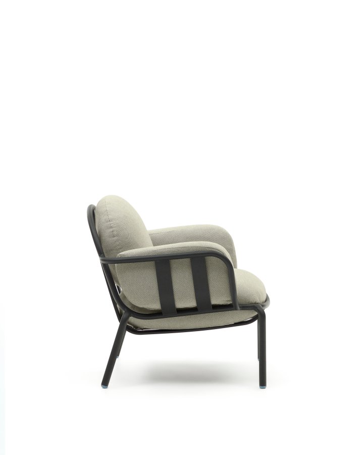 KAVE HOME Joncols udend�rs l�nestol, m. arml�n - beige stof og gr� aluminium