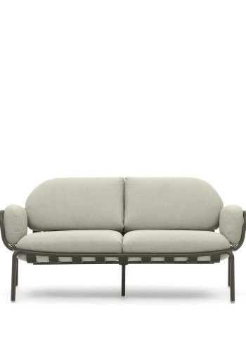 KAVE HOME Joncols 2-manns hagesofa, med beige puter - grnn aluminium