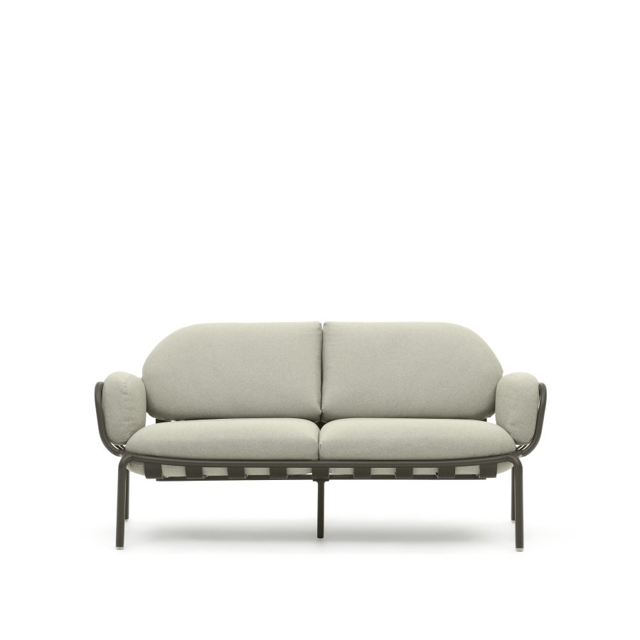KAVE HOME Joncols 2-manns hagesofa, med beige puter - grnn aluminium