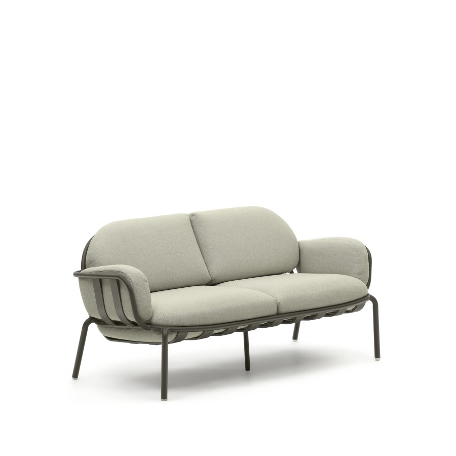 KAVE HOME Joncols 2-manns hagesofa, med beige puter - grnn aluminium