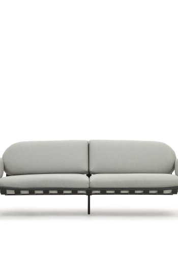KAVE HOME Joncols 3-manns hagesofa, med gr puter - gr aluminium