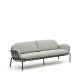 KAVE HOME Joncols 3-manns hagesofa, med gr puter - gr aluminium