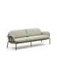 KAVE HOME Joncols 3-manns hagesofa, med beige puter - grnn aluminium
