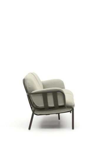 KAVE HOME Joncols 3-manns hagesofa, med beige puter - grnn aluminium