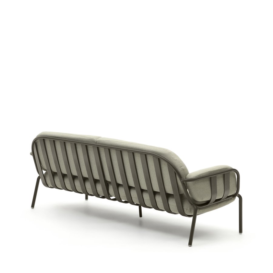 KAVE HOME Joncols 3-manns hagesofa, med beige puter - grnn aluminium