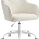 SONGMICS OBG019W01 Hemmakontorsstol Snurrstol H&ouml;jdjusterbar Upp till 110 kg B&auml;rbarhet Andningsbart sherpatyg och polyuretan (PU) F&ouml;r arbetsrum Sovrum Cappuccino Beige