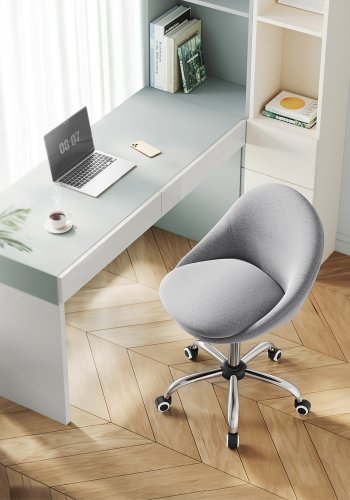 SONGMICS OBG020G01  kontorstol, m. 360� drejefunktion, hjul, h�jdejusterbar - gr� bomuld/h�r og st�l