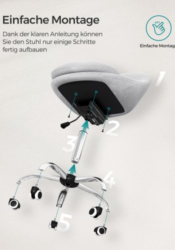 SONGMICS Homeoffice OBG020G01 Snurrstol, Skrivbordsstol, Skumstoppning, H&ouml;jdjusterbar, F&ouml;r Studie, Sovrum, Gr�