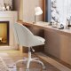 SONGMICS Sherpa sminkstol f&ouml;r hemmakontor, kontorsstol, skumstoppning, h&ouml;jdjusterbar, f&ouml;r arbetsrum, sovrum, cappuccino beige/molnvit OBG020W01