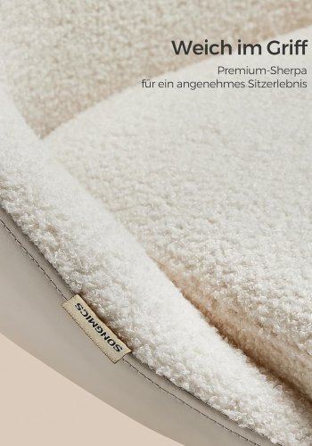 SONGMICS Sherpa sminkstol f&ouml;r hemmakontor, kontorsstol, skumstoppning, h&ouml;jdjusterbar, f&ouml;r arbetsrum, sovrum, cappuccino beige/molnvit OBG020W01