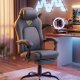 SONGMICS HOME Gamingstol Ergonomisk Computerstol med Fodst�tte Kontordrejestol med Pude Bomuld H�rblanding H�jdejusterbar Duegr� OBG072G01