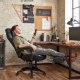 SONGMICS OBG077B01 ergonomisk gamingstol, m. arml�n, justerbar nakkest�tte, l�ndest�tte, fodst�tte, hjul - sort polypropylen, mesh og st�l