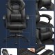 SONGMICS OBG077B01 ergonomisk gamingstol, m. arml�n, justerbar nakkest�tte, l�ndest�tte, fodst�tte, hjul - sort polypropylen, mesh og st�l