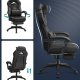SONGMICS OBG077B01 ergonomisk gamingstol, m. arml�n, justerbar nakkest�tte, l�ndest�tte, fodst�tte, hjul - sort polypropylen, mesh og st�l