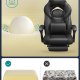 SONGMICS OBG077B01 ergonomisk gamingstol, m. arml�n, justerbar nakkest�tte, l�ndest�tte, fodst�tte, hjul - sort polypropylen, mesh og st�l