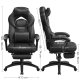 SONGMICS OBG077B01 ergonomisk gamingstol, m. arml�n, justerbar nakkest�tte, l�ndest�tte, fodst�tte, hjul - sort polypropylen, mesh og st�l