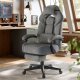 SONGMICS Gamingstol, Kontorcomputerstol, Ergonomisk Design, Med Fodst�tte, Justerbar Nakkest�tte, L�ndest�tte, 150 kg Belastningskapacitet, Skifergr� OBG077G01