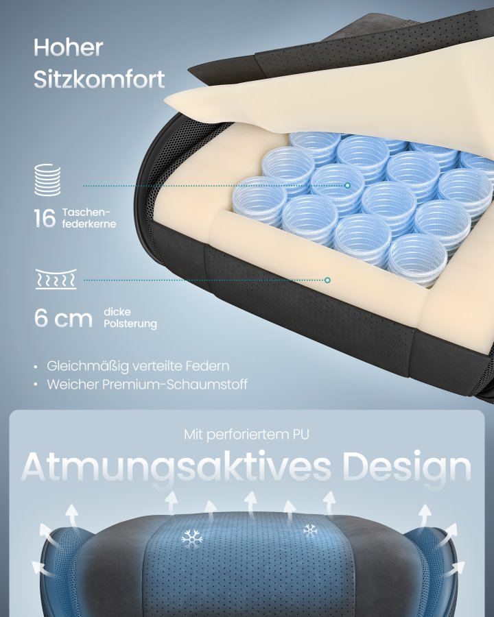 SONGMICS Gamingstol, Kontorstol, Skrivebordsstol, Ergonomisk Gamingstol, S�dehynde med fjedre, Fodst�tte, Arml�n med synkron mekanisme, Bl�ksort OBG079B01