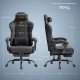 SONGMICS Gamingstol, Kontorstol, Skrivebordsstol, Ergonomisk Gamingstol, S�dehynde med fjedre, Fodst�tte, Arml�n med synkron mekanisme, Bl�ksort OBG079B01