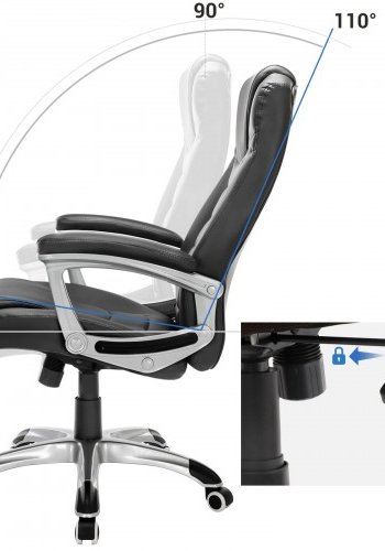 SONGMICS OBG21B - Silla de Oficina, Color Negro