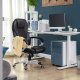 SONGMICS OBG22B - Snurrstol f&ouml;r kontor, arbetsstol, ergonomisk, PU, med hjul, svart, 76x66x32