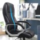 SONGMICS OBG22B - Snurrstol f&ouml;r kontor, arbetsstol, ergonomisk, PU, med hjul, svart, 76x66x32