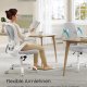SONGMICS snurrstol f&ouml;r kontor, ergonomisk datorstol i n&auml;t, svankst&ouml;d, gungfunktion, 53 cm sits, f&auml;llbara armst&ouml;d, duvgr� OBN037G02