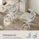 SONGMICS Kontorsstol, Skrivbordsstol i n&auml;t, Ergonomisk datorstol, Svankst&ouml;d, Gungfunktion, Sittbredd 53 cm, Uppf&auml;llbart armst&ouml;d, Havrebeige OBN037K02