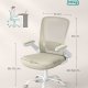 SONGMICS Kontorsstol, Skrivbordsstol i n&auml;t, Ergonomisk datorstol, Svankst&ouml;d, Gungfunktion, Sittbredd 53 cm, Uppf&auml;llbart armst&ouml;d, Havrebeige OBN037K02