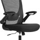 SONGMICS Kontorsstol Ergonomisk Skrivbordsstol Snurrstol med Mesh Vadderad L&auml;ndryggsst&ouml;d Tiltfunktion 53 cm Sits F&auml;llbara Armst&ouml;d Nackst&ouml;d Bl&auml;cksvart OBN047B01