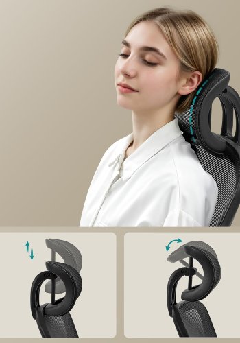 SONGMICS Kontorsstol Ergonomisk Skrivbordsstol Snurrstol med Mesh Vadderad L&auml;ndryggsst&ouml;d Tiltfunktion 53 cm Sits F&auml;llbara Armst&ouml;d Nackst&ouml;d Bl&auml;cksvart OBN047B01