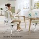 SONGMICS Kontorsstol, Snurrstol i n&auml;t, Ergonomisk svank- och nackst&ouml;d, Lutningsfunktion, Bred sits, Hopf&auml;llbara armst&ouml;d, F&ouml;r kontorssovrum, Cappuccino Beige OBN047K01