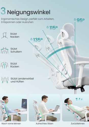 SONGMICS Ergonomisk kontorsstol, Skrivbordsstol, Datorstol, N&auml;tstol, Justerbar l&auml;ndryggs- och nackkudde, B&auml;rkapacitet upp till 150 kg, H&ouml;jdjusterbar, Cappuccino Beige OBN063GD02