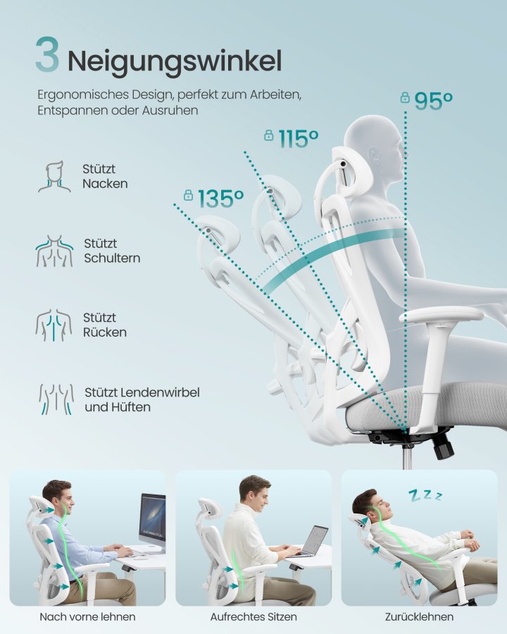 SONGMICS Ergonomisk kontorsstol, Skrivbordsstol, Datorstol, N&auml;tstol, Justerbar l&auml;ndryggs- och nackkudde, B&auml;rkapacitet upp till 150 kg, H&ouml;jdjusterbar, Cappuccino Beige OBN063GD02