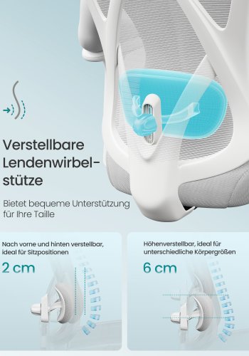 SONGMICS Ergonomisk kontorsstol, Skrivbordsstol, Datorstol, N&auml;tstol, Justerbar l&auml;ndryggs- och nackkudde, B&auml;rkapacitet upp till 150 kg, H&ouml;jdjusterbar, Cappuccino Beige OBN063GD02