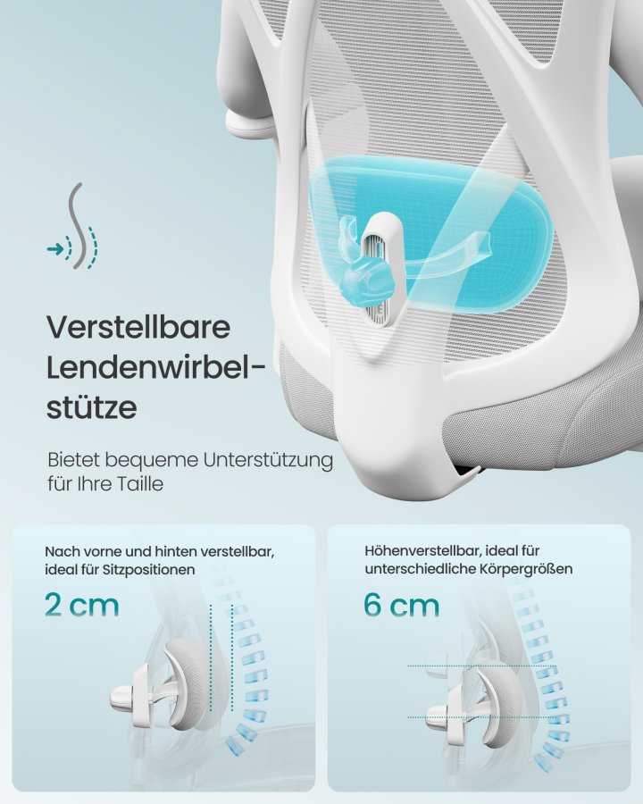 SONGMICS Ergonomisk kontorsstol, Skrivbordsstol, Datorstol, N&auml;tstol, Justerbar l&auml;ndryggs- och nackkudde, B&auml;rkapacitet upp till 150 kg, H&ouml;jdjusterbar, Cappuccino Beige OBN063GD02