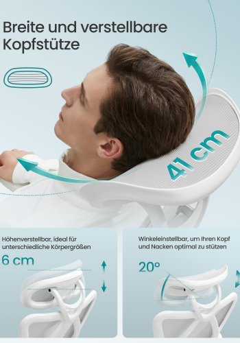 SONGMICS Ergonomisk kontorsstol, Skrivbordsstol, Datorstol, N&auml;tstol, Justerbar l&auml;ndryggs- och nackkudde, B&auml;rkapacitet upp till 150 kg, H&ouml;jdjusterbar, Cappuccino Beige OBN063GD02