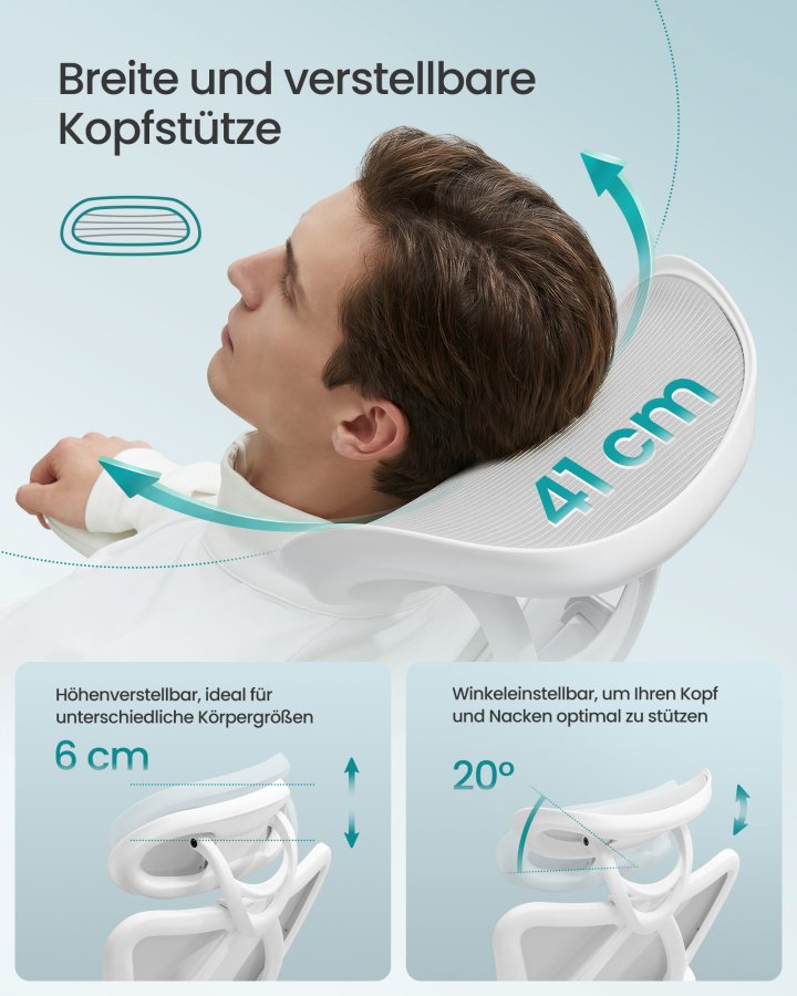 SONGMICS Ergonomisk kontorsstol, Skrivbordsstol, Datorstol, N&auml;tstol, Justerbar l&auml;ndryggs- och nackkudde, B&auml;rkapacitet upp till 150 kg, H&ouml;jdjusterbar, Cappuccino Beige OBN063GD02